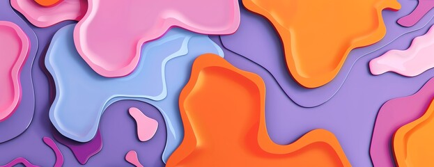 Obraz premium Abstract background flat design top view fluid theme 3D render Analogous Color Scheme