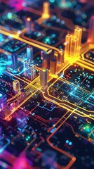 Obraz premium Futuristic Heat Map Visualization of Smart City Data and Infrastructure