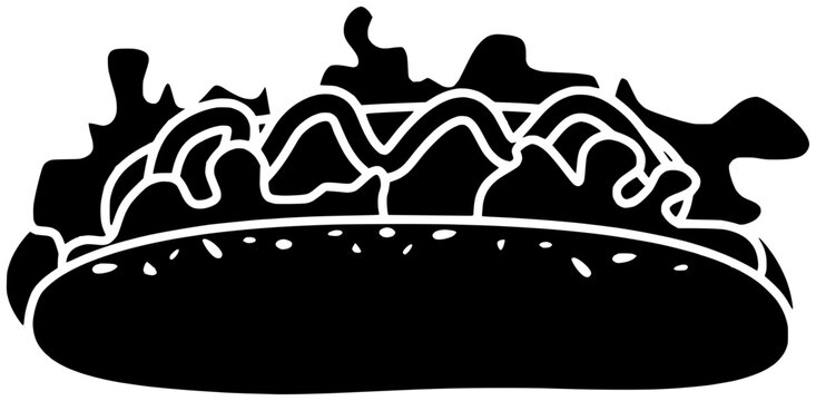 recommend clip art: food illustration sausage silhouette meat logo meal icon hotdog outline lunch beef bread eat roll bun stick homemade snack shape pastry bakery chopstick for vector graphic background