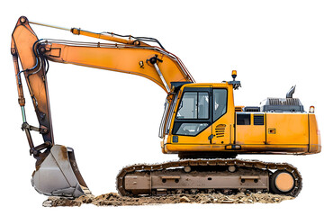 Obraz premium Yellow Excavator construction isolated on white background