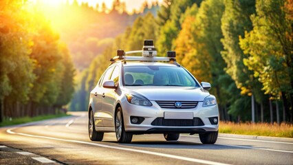 Self driving car equipped with sensors and cameras for object detection and avoidance on the road, self driving