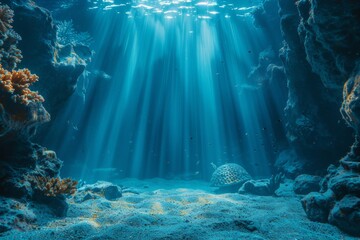 Massive fish navigating deep blue sea