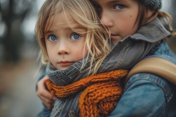 Fototapeta premium Pair of kids in scarves