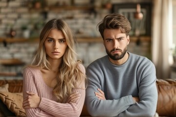Fototapeta premium Couple seated sofa living room