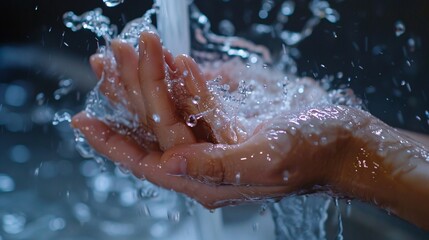 Fototapeta premium Close-up of hand under faucet. Personal care and hygiene