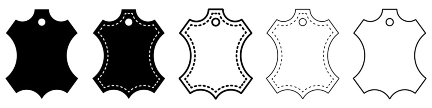 Leather logo icon. Set of black genuine leather symbols. Vector illustration.