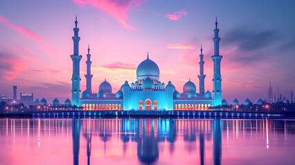 Stunning mosque with beautiful landscape views