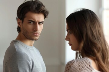 Fototapeta premium Man woman gaze room