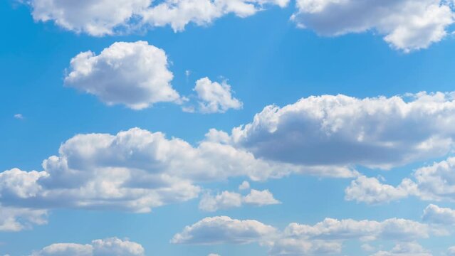 beautiful blue sky with soft white clouds timelapse for abstract background
