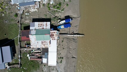 Aerial View of A traditional fishing village at Kuching, Sarawak, Malaysia