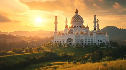 Stunning mosque with beautiful landscape views