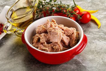 Canned tuna fillet for salad
