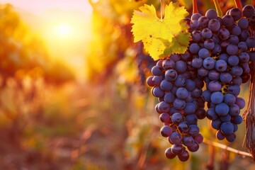 Grapes hanging vineyard
