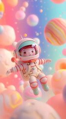 Fototapeta premium An 3d astronaut wearing a space suit floats weightlessly in the air next to a planet