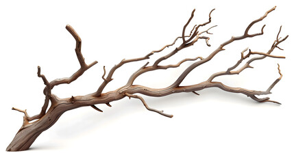 Fototapeta premium Brown Tree branch with no leaves isolated on white background