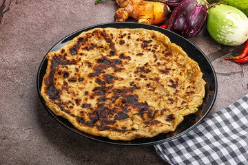 Indian cuisine stuffed Aloo paratha