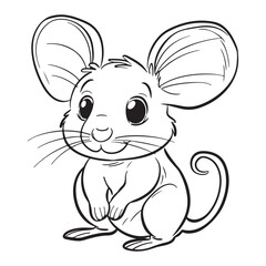 Cute simple mouse icon design, black vector illustration on white background