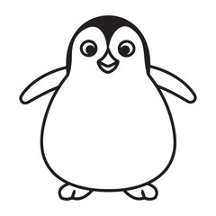 Cute simple penguin design, black vector illustration on white background