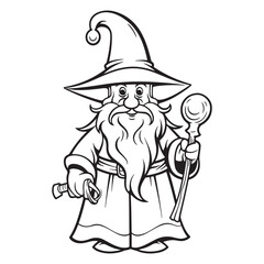 Simple wizard design, black vector illustration on white background