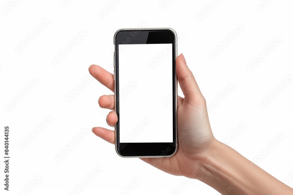 Poster Person holding smartphone, white screen