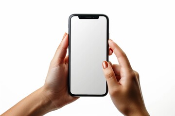 Person displaying blank smartphone screen