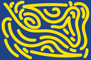 Doodle Abstract Background Landscape with Yellow and Blue colors for your graphic resource