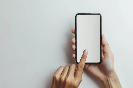 Person holding phone, blank screen