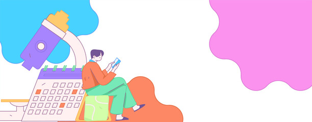 World Book Day Reading Character Flat Vector Concept Operation Hand Drawn Illustration
