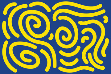 Doodle Abstract Background Landscape with Yellow and Blue colors for your graphic resource