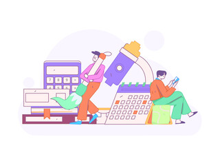 World Book Day Reading Character Flat Vector Concept Operation Hand Drawn Illustration
