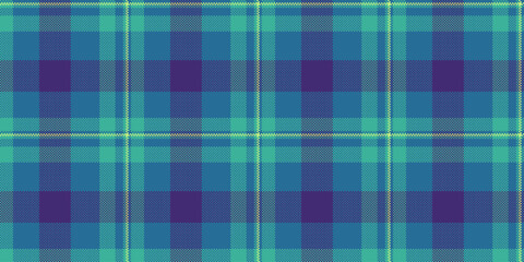 Gentleman fabric plaid tartan, tailor texture vector pattern. Picnic seamless check textile background in cyan and teal colors.