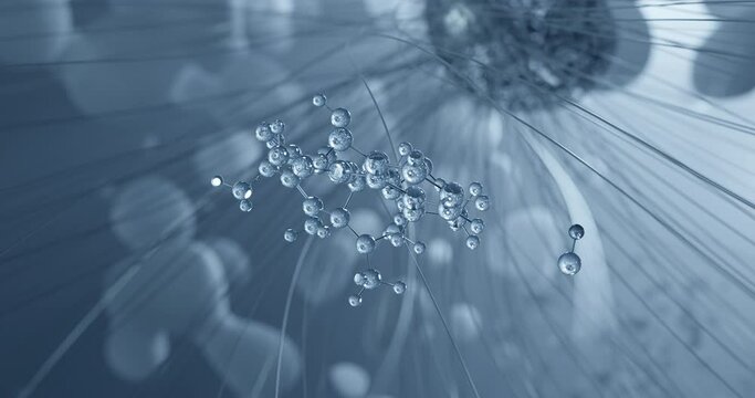 Doxycycline rotating molecular 3d structure ball-and-stick model, looped video broad-spectrum antibiotic