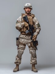 Soldier in Action Fighting in White Background generative ai art