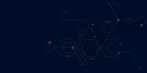 Vectors Digital technology and science background, Abstract futuristic hexagon shape pattern connection in gradient blue technology background.