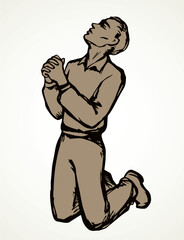 Fototapeta premium Vector image of the praying person