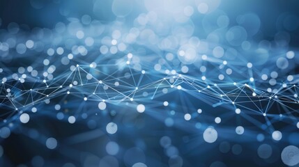 Abstract network connections background with blue and white toned dots and lines