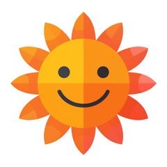 Obraz premium A cheerful cartoon sun with a smiling face, symbolizing happiness and sunshine. Perfect for weather app icons or summer-themed designs.
