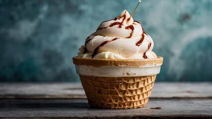 Singular ice cream cone