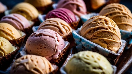 Assortment of ice cream flavors