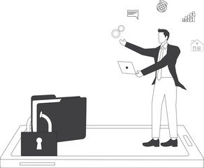 Businesman digital file management and security