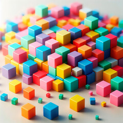 Obraz premium Multicolored cubes on a light surface