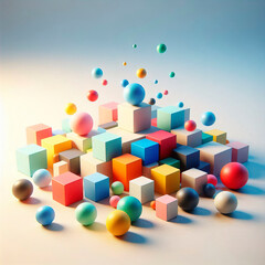 Multicolored cubes on a light surface