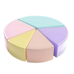 Obraz premium Colorful pastel color pie chart illustration on transparent background clipart
