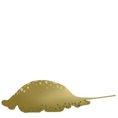 Cartoon freshwater stingray, round body with a convex back, brown body with polka dots all around