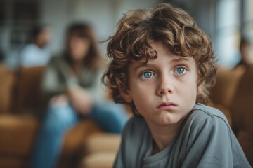 Child with curly locks and azure eyes