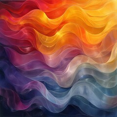 Obraz premium A beautiful painting featuring colorful waves set against a dark background