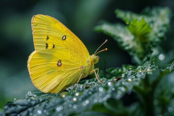 Obraz premium Butterfly with spots on leaf