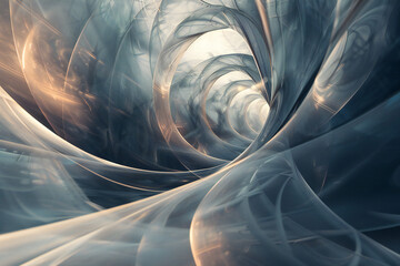 A mesmerizing abstract artwork featuring swirling, ethereal patterns in soft hues of blue and...