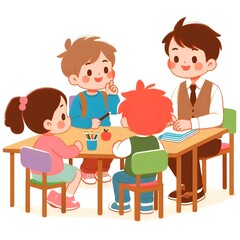 선생님,아이들,공부,학교,만화,그림,삽화