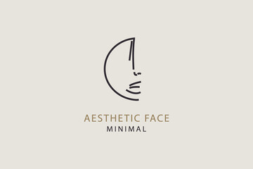 Woman face contour minimal aesthetic logo design.